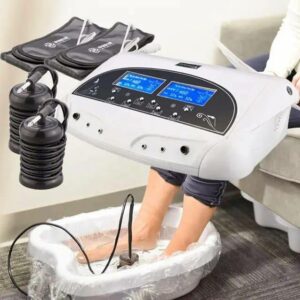 Professional Detox Foot Machine | Dual Ionic Foot Bath Detox Machine | Foot Bath Spa Cleanse Detoxification Machine with 2 Waist Belts/ 2 Arrays/10 Liner LCD Display Foot Bath...