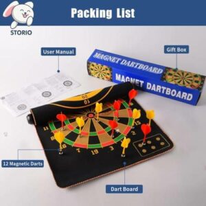 Storio Magnet Dart Board Game for Kids,Double Sided Magnet Dart Board with Darts, Size- 12 Inches